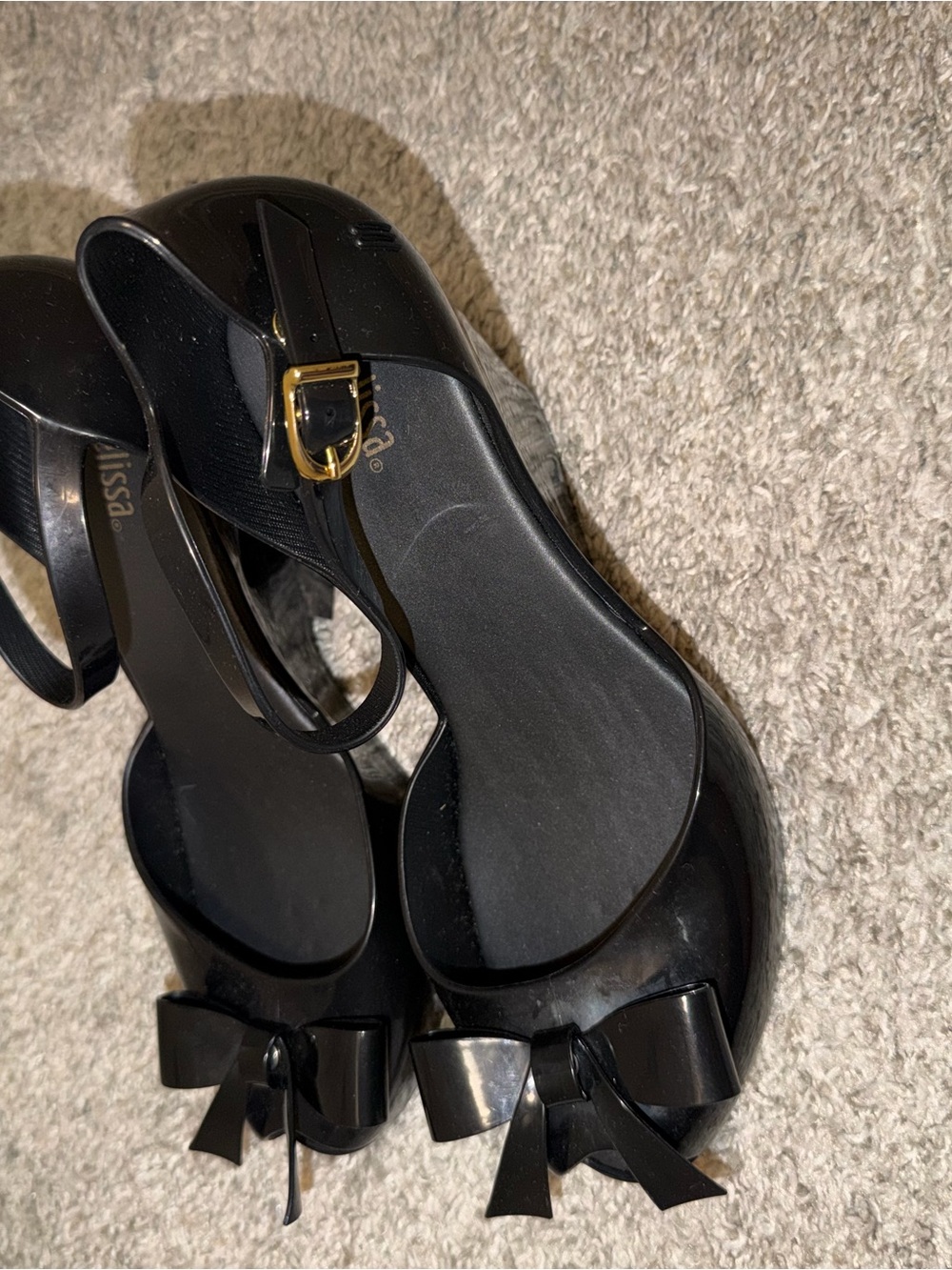 Melissa Black Bow Slingback Patent Heels
